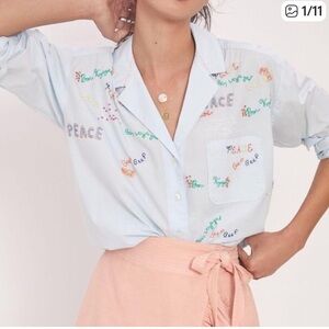 Maeve Anthropologie Clarissa
High-Low Button Embroidered pit to pit 21.5 (mix9)